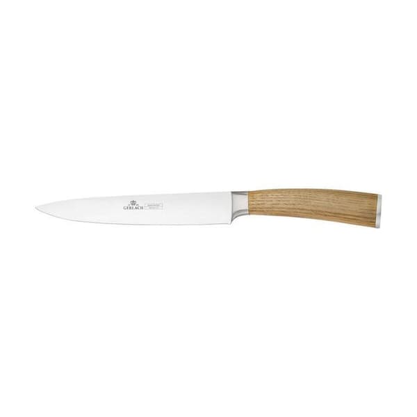 Set med 5 Gerlach knivar, rostfritt stål, ekblock, Natur