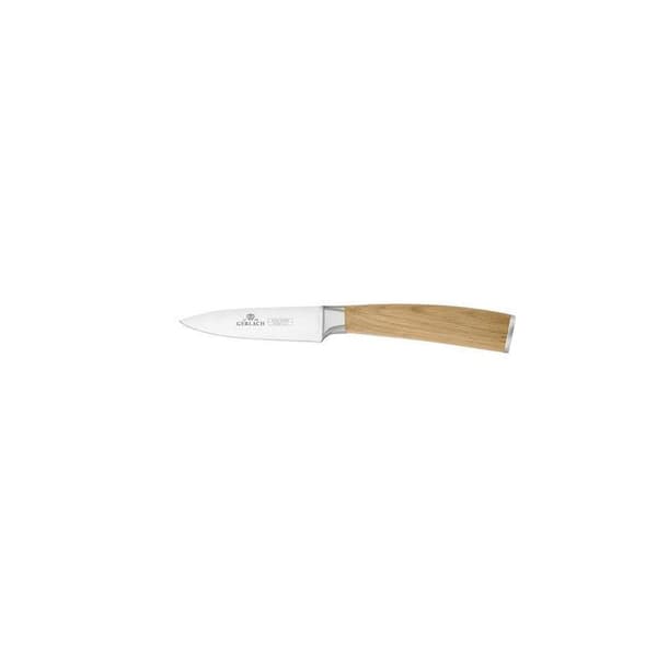 Set med 5 Gerlach knivar, rostfritt stål, ekblock, Natur