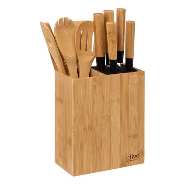 5 knivblock med 5 "Blackbamboo" bamburedskap Secret de Gourmet