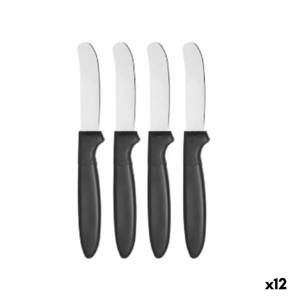 Knivsæt Kinvara CN-KT172244E Sort Sølvfarvet Rustfrit stål Plastik 17 cm (12 enheder)
