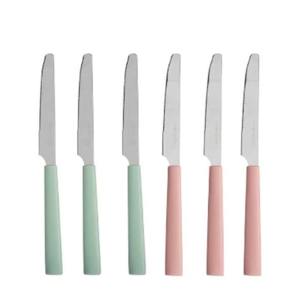 Knivsæt Kinvara CN-KT166096-1K Grøn Pink Sølvfarvet Rustfrit stål Plastik (12 enheder)