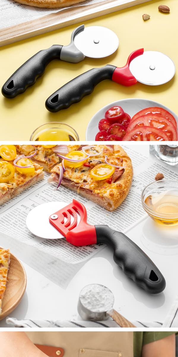 INF Ruostumattomasta teräksestä valmistettu pizzaleikkuri ergonomisella kahvalla