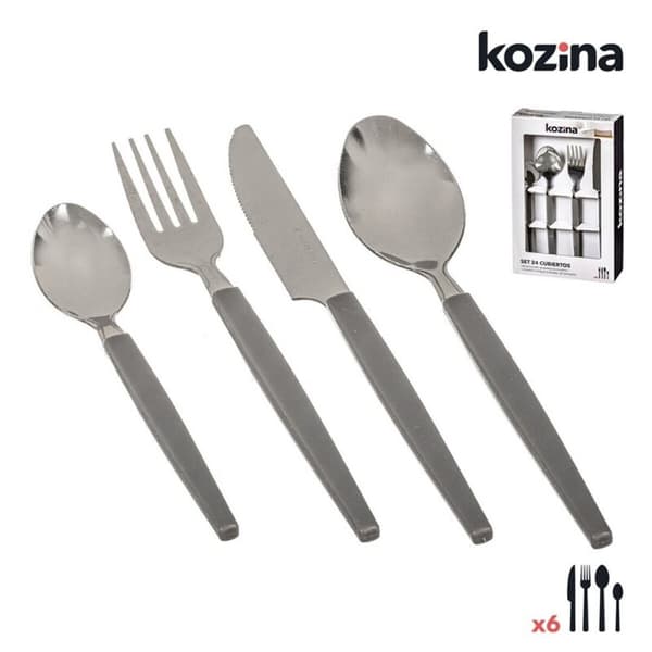 Ruokailuvälineet Kozina Harmaa Teräs 24 Kappaletta