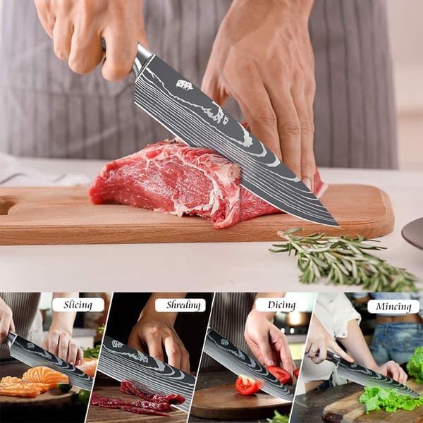 Køkkenknivsæt, højtkarbon rustfrit stål, professionelle kokkeknive