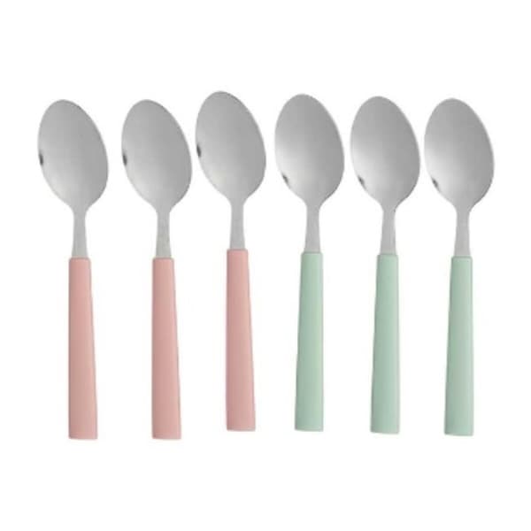 Set med skedar Kinvara CN-KT166096-1S Grön Rosa Silvrig Rostfritt stål Plast 18,7 cm (12 antal)