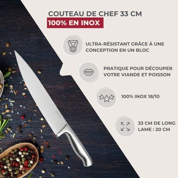 Kockkniv 33 cm i rostfritt Nirosta Star