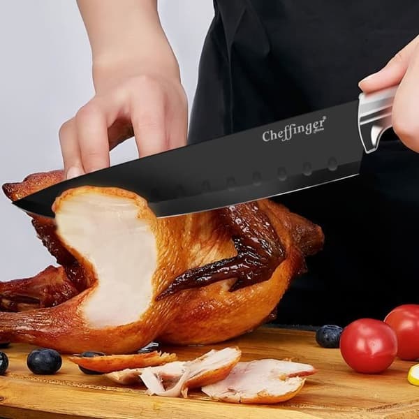 Knivset - Cheffinger - 6 delar - Rostfritt stål - Magnetlåda - Svart