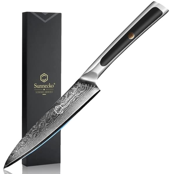Damaskus Køkkenknive, 8 Tommer Klinge, Ergonomisk Håndtag,7 tommer Santoku kniv