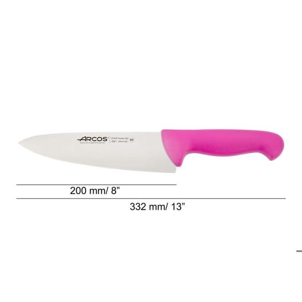 Kockkniv Arcos 2900 - Prof 292131 i Nitrum rostfritt stål och mango Ergonomisk raket i polypropylen fuscia färg och