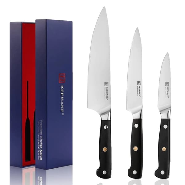 Kokkeknivsæt 3 stk., Premium Rustfrit Stål, Ergonomisk Greb, Rustbestandigt Design