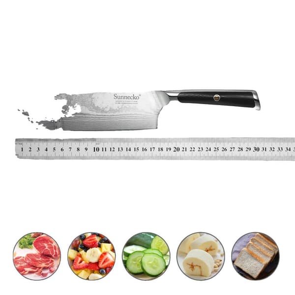 Damaskusstål Nakiri-kniv, 7-tums blad, ergonomiskt handtag, hög hårdhetsgrad,7 Tums Hackkniv