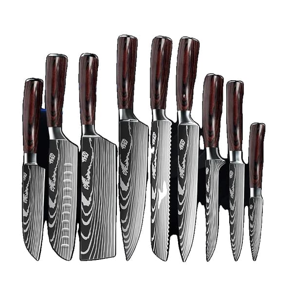 Køkkenkniv Sæt, 7CR17 Rustfrit Stål, Laser Damascus Design,5stk.SÆT 01