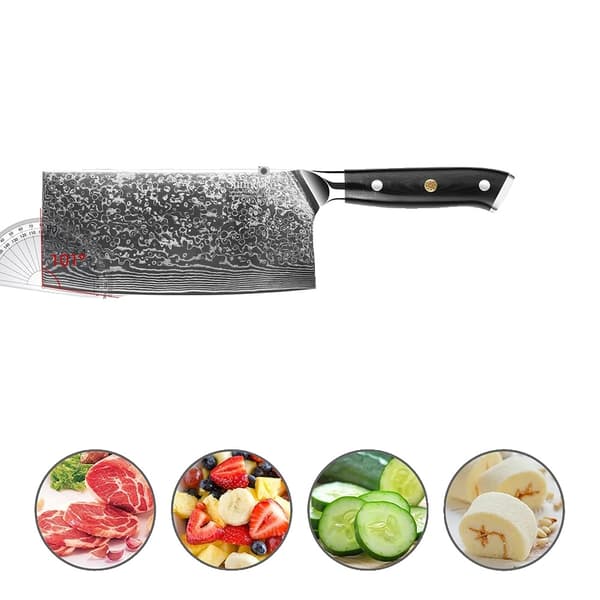 Damaskus Kokkekniv, 7 Tommer Klinge, 60±1 HRC Hårdhed,7 tommer, Cleaver A Cleaver A