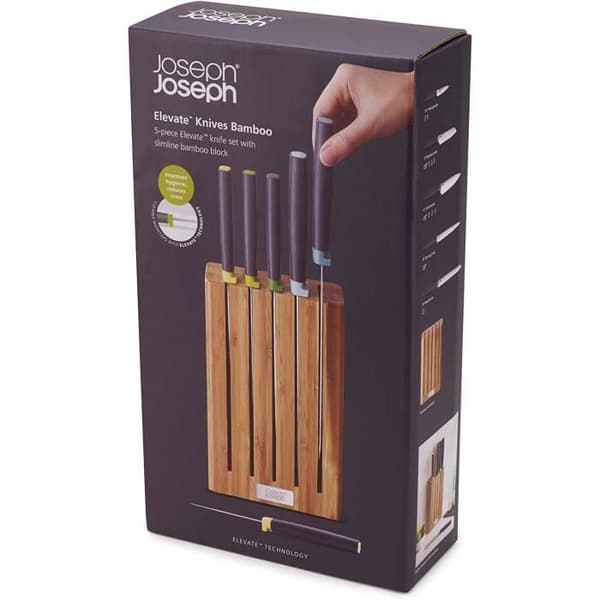 Joseph Joseph Elevatebambou knivset / 6-delat svart rostfritt stål