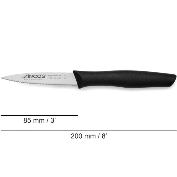 NOVA spetsig kniv för skalning av frukt och grönsaker, tandad, längd 85/200 mm