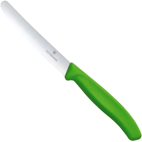 Takket tomatkniv med afrundet spids, længde 110/219 mm - grøn