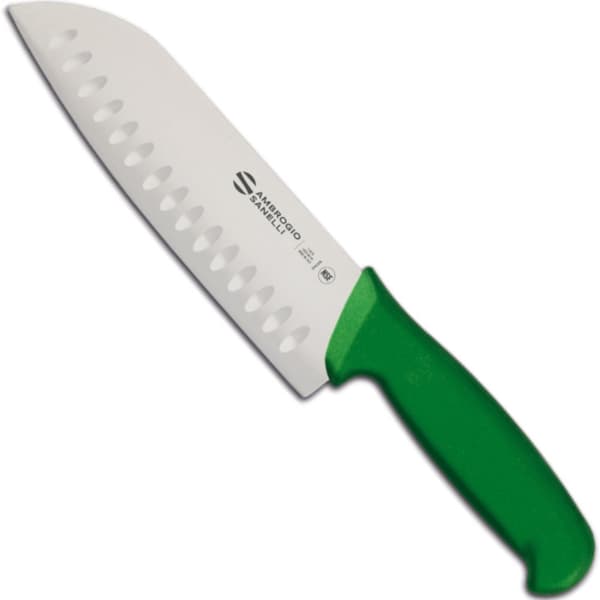 Santoku kniv med kugleslib SUPRA COLORE HACCP 180/310 mm - grøn
