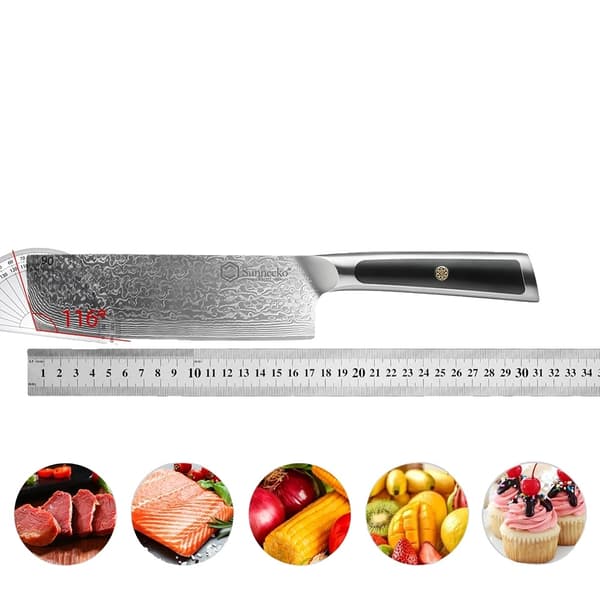 Damaskusstål Kökknivar, Ergonomiskt Handtag, Ultra Vass Blad,7 tum Santoku-kniv
