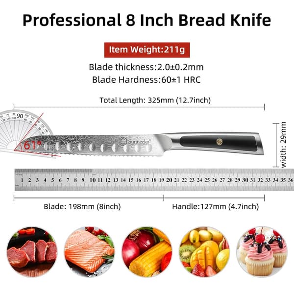 Damaskusstål Kökknivar, Ergonomiskt Handtag, Ultra Vass Blad,7 tum Santoku-kniv
