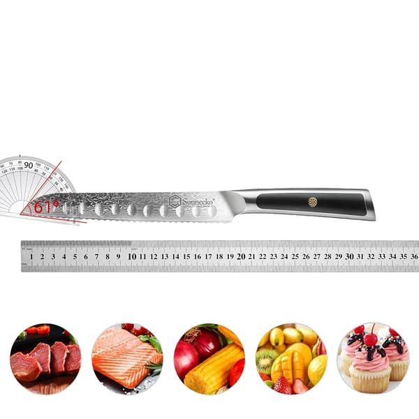 Damaskusstål Kökknivar, Ergonomiskt Handtag, Ultra Vass Blad,7 tum Santoku-kniv 8 Inch Bread Knife