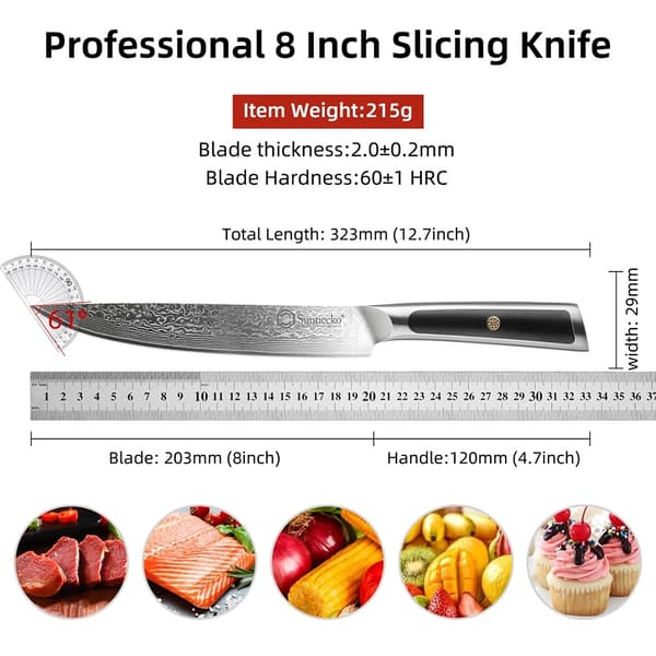 Damaskusstål Kökknivar, Ergonomiskt Handtag, Ultra Vass Blad,7 tum Santoku-kniv