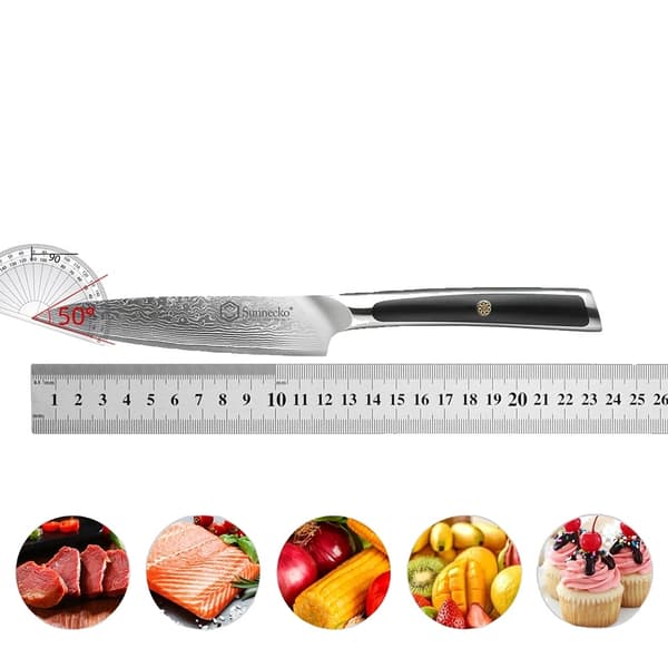 Damaskusstål Kökknivar, Ergonomiskt Handtag, Ultra Vass Blad,7 tum Santoku-kniv