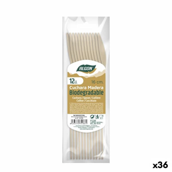 Set med skedar Algon Trä 36 antal 16 x 3 x 0,5 cm