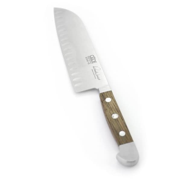 GUDE Alpha Oak honeycomb Santoku kniv 18cm - handsmidd i härdat rostfritt stål