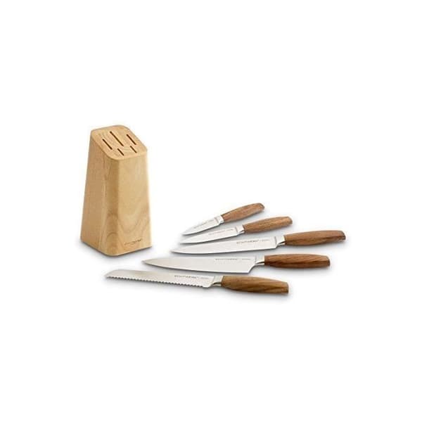 ECHTWERK "Classic Edition" knivblock, trähandtag, blad i rostfritt stål, 16,7 x 11,2 x 36,8 cm, 6 enheter, rostfritt stål