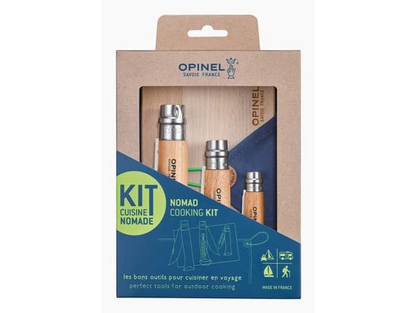Opinel Cooking Kit, Knivuppsättning, Rostfritt stål, Trä, 2 verktyg, Flasköppnare, Korkskruv, Skalare, Rostfritt stål