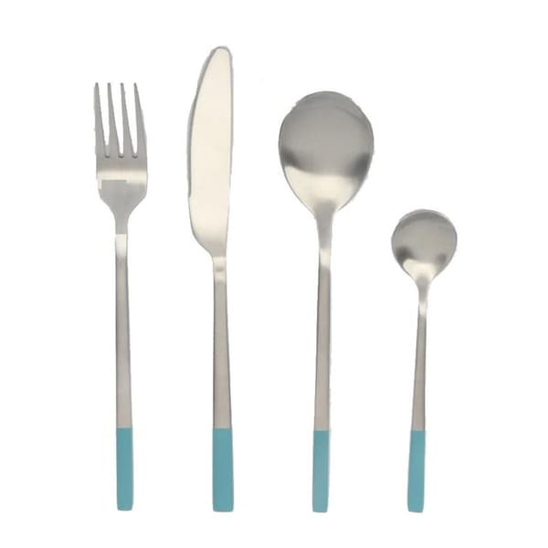 Bestick DKD Home Decor Blå Silvrig Rostfritt stål 16 Delar