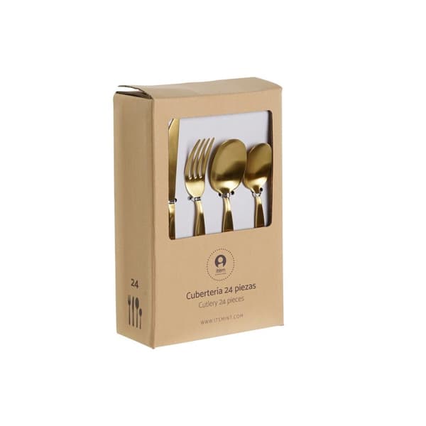 Bestick DKD Home Decor Gyllene Rostfritt stål 2 x 0,5 x 22 cm 24 Delar