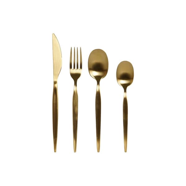 Bestick DKD Home Decor Gyllene Rostfritt stål 2 x 0,5 x 22 cm 24 Delar
