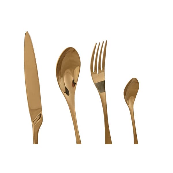 Ruokailuvälineet Home ESPRIT Kullattu Ruostumaton teräs 2 x 1,5 x 25,5 cm 16 Kappaletta