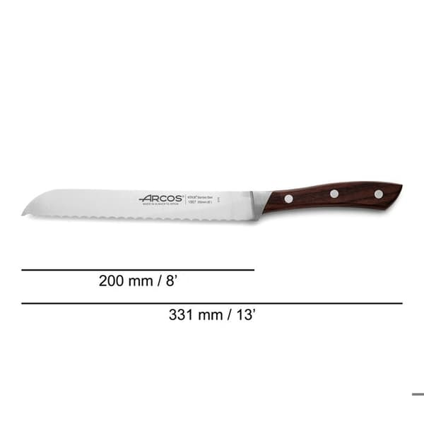 Brödkniv 20 cm tandat blad i rostfritt stål Natura träskaft