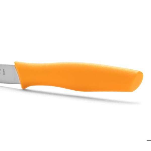 Mondador Arcos Nova 188633 rostfritt stål Nitrum och mango Polypropenkniv, orange blad 10 cm i utställningslåda.