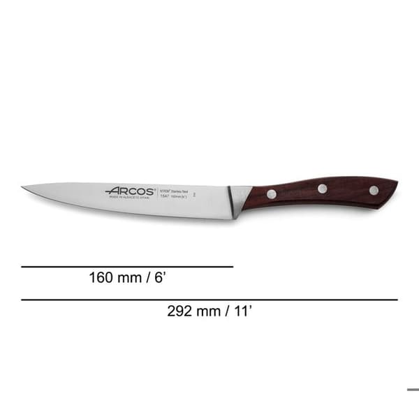 Arcos 154710 Natura DAB-kniv i Nitrum stål, Mango rosenträ och 16,0 cm blad i fodral