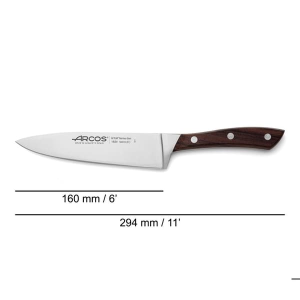 Skivning av kockkniv i rostfritt stål träskaft Natura-16cm