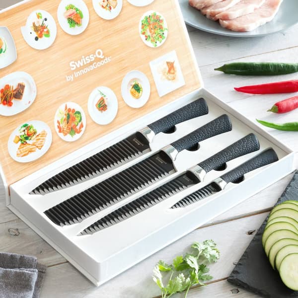 BEGAGNAD Knivset Black Shark Swiss·Q Namiutsu InnovaGoods Svart Rostfritt stål 4 Delar (4 antal) (Renoverade A)
