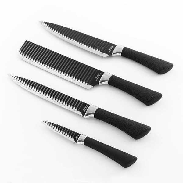 BEGAGNAD Knivset Black Shark Swiss·Q Namiutsu InnovaGoods Svart Rostfritt stål 4 Delar (4 antal) (Renoverade A)