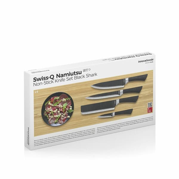 BEGAGNAD Knivset Black Shark Swiss·Q Namiutsu InnovaGoods Svart Rostfritt stål 4 Delar (4 antal) (Renoverade A)