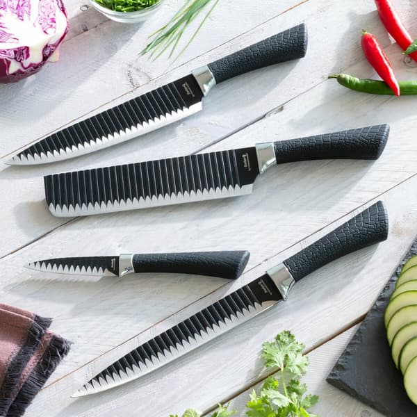 BEGAGNAD Knivset Black Shark Swiss·Q Namiutsu InnovaGoods Svart Rostfritt stål 4 Delar (4 antal) (Renoverade A)