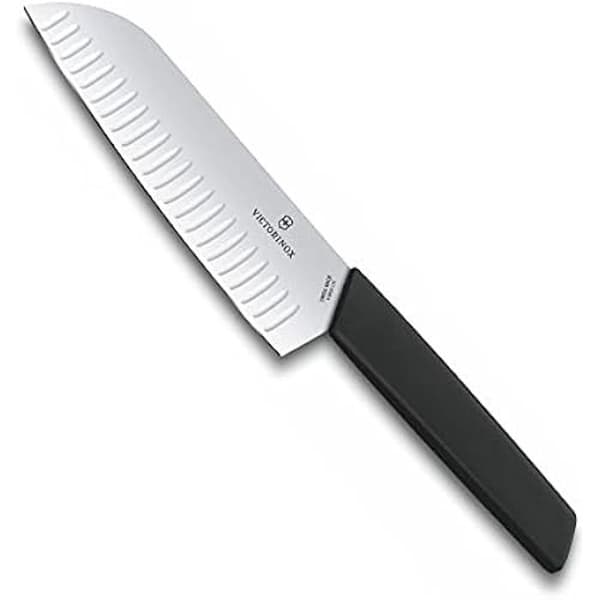 Santokukniv - VICTORINOX - Swiss Modern - Kavlad blad - Rostfritt stål - Svart