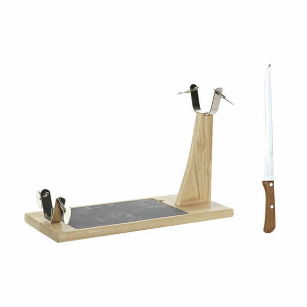 Skinkestativ av Tre DKD Home Decor Rustfritt stål Brett Jern Furutre (36 x 3 x 1 cm) (44 x 20 x 31 cm) (2 pcs)