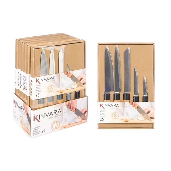 Knivsæt Kinvara SJ6533B Brun Metal Bambus (12 enheder)