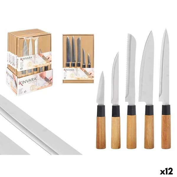 Knivsæt Kinvara SJ6533B Brun Metal Bambus (12 enheder)