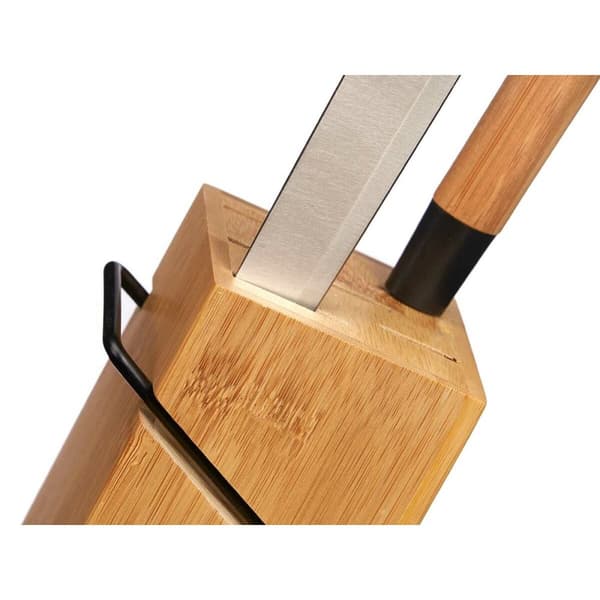 Knivesæt med knivblok i træ Kinvara KT171028A 6PCS Natur Bambus Stål (4 enheder)