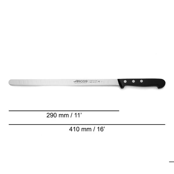 Laxkniv Arcos Universal 284004 Nitrum Steel, med Mango Polyoxymethylene och 29 cm blad i fodral.