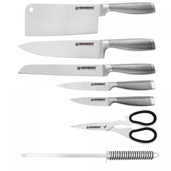Knivset med Knivställ - 8-delar Svart