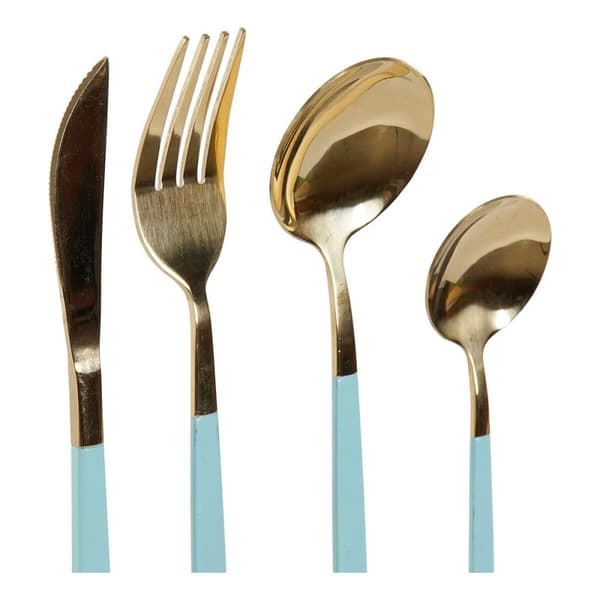 Bestikksett DKD Home Decor Grønn Gyllen Rustfritt stål 1,5 x 0,5 x 22,3 cm 16 Deler